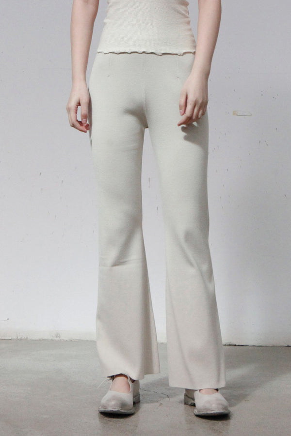 SWAYING/KNIT bootcut knitted loose trousers SW23SS3B12 beige gray PS60